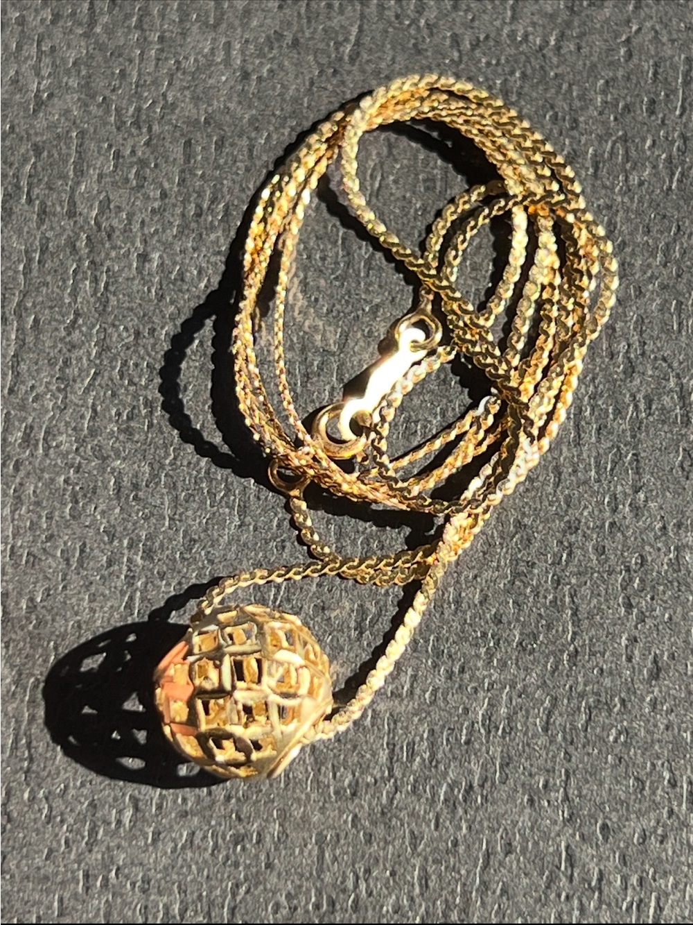 14k Gold Lattice Sphere Pendant Necklace - Women Jewelry - Picture 7 of 8